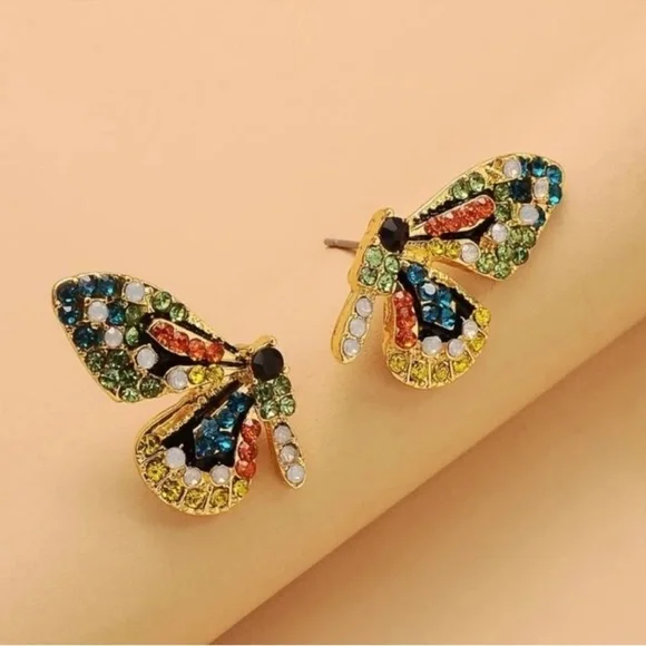 Butterfly Crystal Earrings - Picture 3 of 5